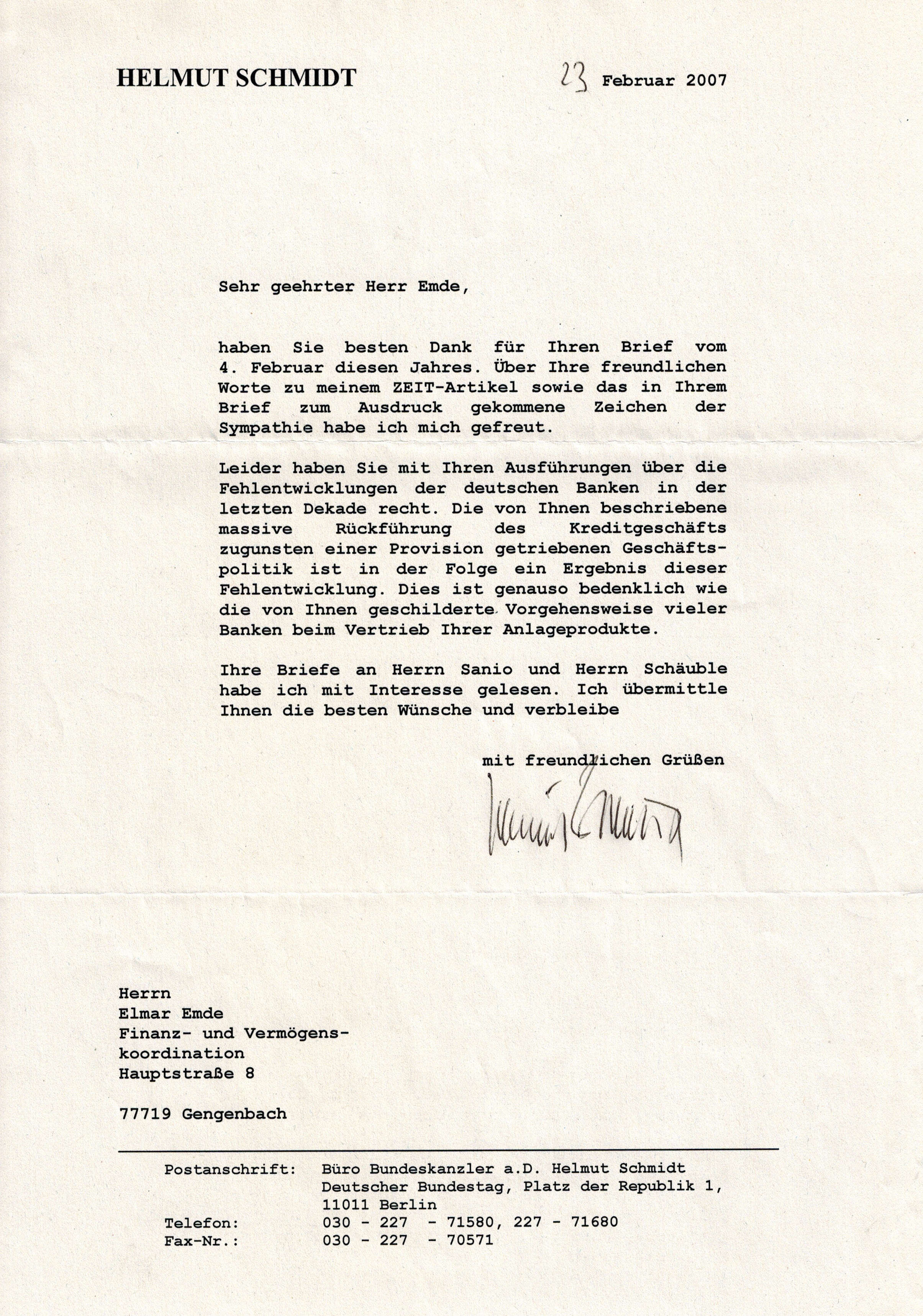 Brief von Herr Schmidt v. 23.02.2007